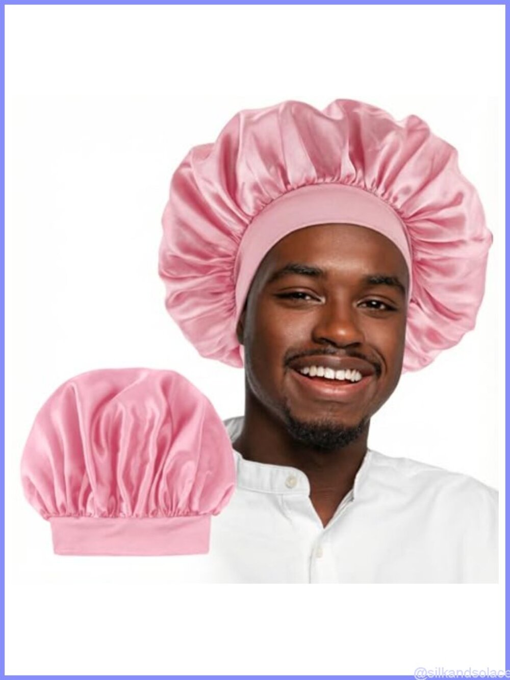 Satin Silk Sleep Cap Adjustable Hair Bonnet Wide Band